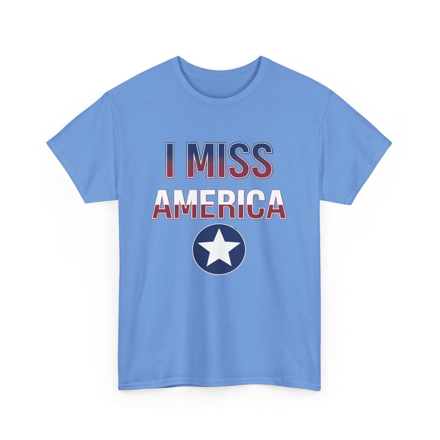 Unisex heavy cotton T-shirt featuring "I Miss America" star design by Ralphie's Funhouse, casual apparel for everyday wear.