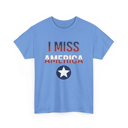 Unisex heavy cotton T-shirt featuring "I Miss America" star design by Ralphie's Funhouse, casual apparel for everyday wear.