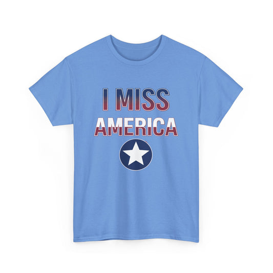 Unisex heavy cotton T-shirt featuring "I Miss America" star design by Ralphie's Funhouse, casual apparel for everyday wear.