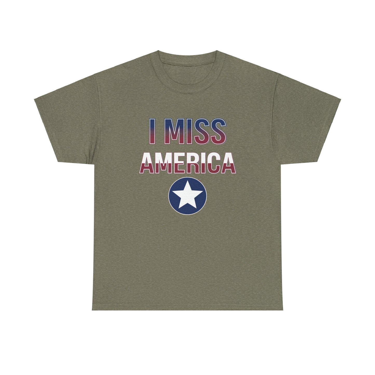 Unisex heavy cotton T-shirt with "I Miss America" star graphic in bold print, from Ralphie's Funhouse.