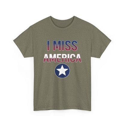 Unisex heavy cotton T-shirt with "I Miss America" star graphic by Ralphie's Funhouse, casual and comfortable fit.
