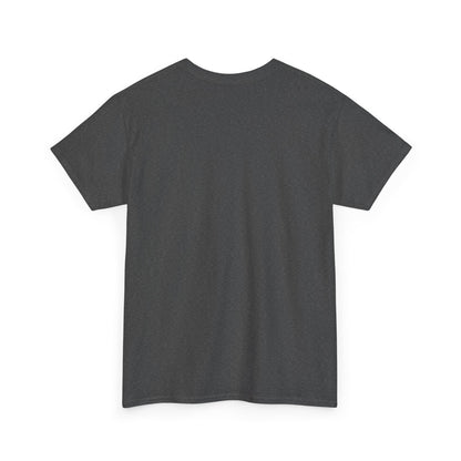 Unisex heavy cotton T-shirt with "I Miss America" star graphic, by Ralphie's Funhouse, shown in black and white.