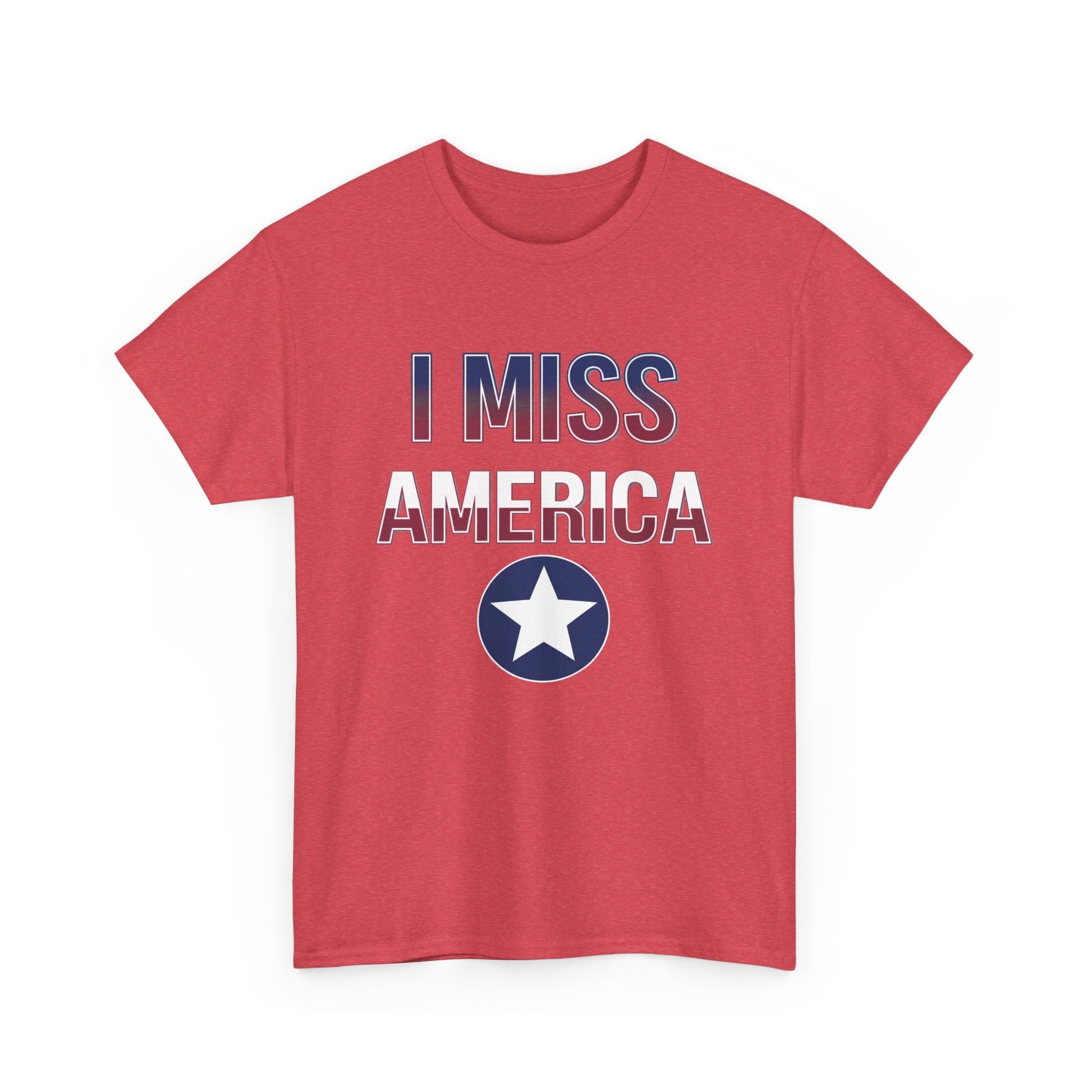 Unisex heavy cotton T-shirt featuring "I Miss America" star graphic, made by Ralphie's Funhouse.