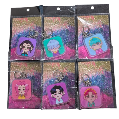 K-POP DEMON HUNTERS Chibi keychain featuring Zoey from Ralphie's Funhouse, collectible individual member series accessory.