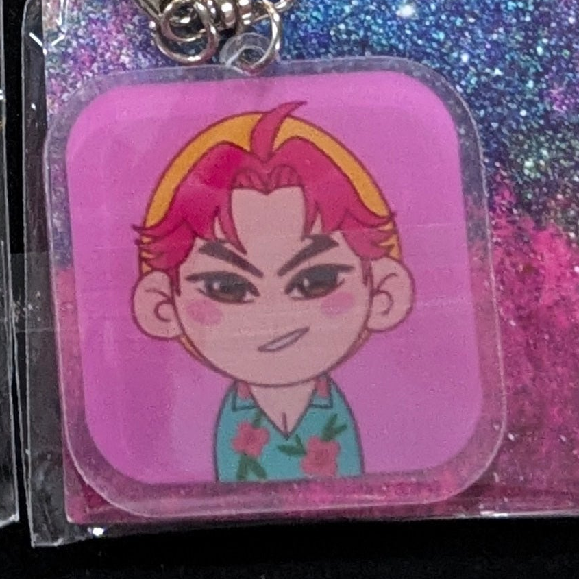 K-POP DEMON HUNTERS Chibi keychain featuring individual member Zoey from Ralphie's Funhouse, cute cartoon style.