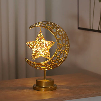 Ramadan Iron Star & Crescent Lamp Festive Candle Holder Decor (MAC399)