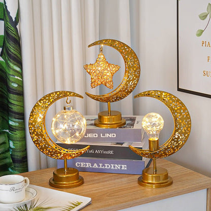 Ramadan Iron Star & Crescent Lamp Festive Candle Holder Decor (MAC399)