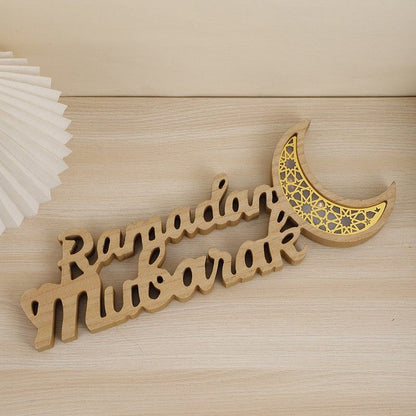 Ramadan Mubarak LED Moon Decor Crescent Craft Ornament (MAC393)