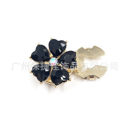Rhinestone Button Covers | Crystal Flower Decorative Clips(MAC359)