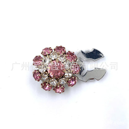 Rhinestone Button Covers | Crystal Flower Decorative Clips(MAC359)