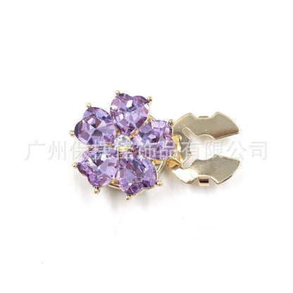 Rhinestone Button Covers | Crystal Flower Decorative Clips(MAC359)