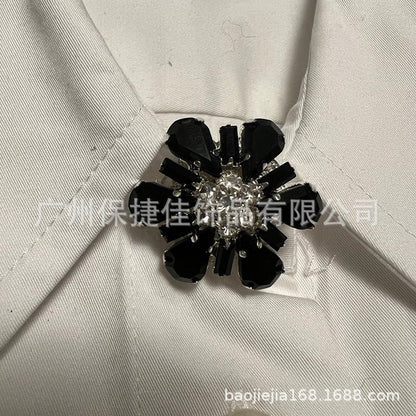 Rhinestone Button Covers | Crystal Flower Decorative Clips(MAC359)