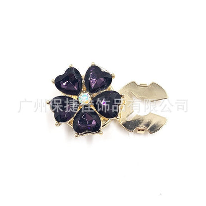 Rhinestone Button Covers | Crystal Flower Decorative Clips(MAC359)