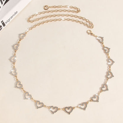 Rhinestone Heart Waist Chain | Crystal Body Chain Belt(MAC361)