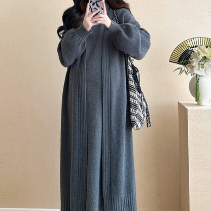 Ribbed Knit Cardigan & Tank Dress Set(MS202)