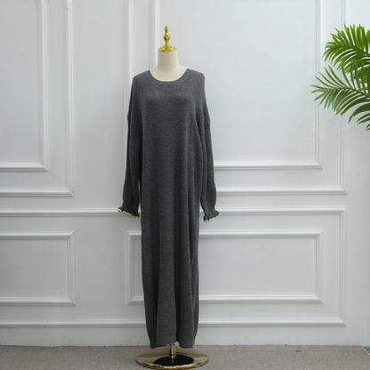 Ribbed Knit Dress with Ruffle Cuffs (MA388)