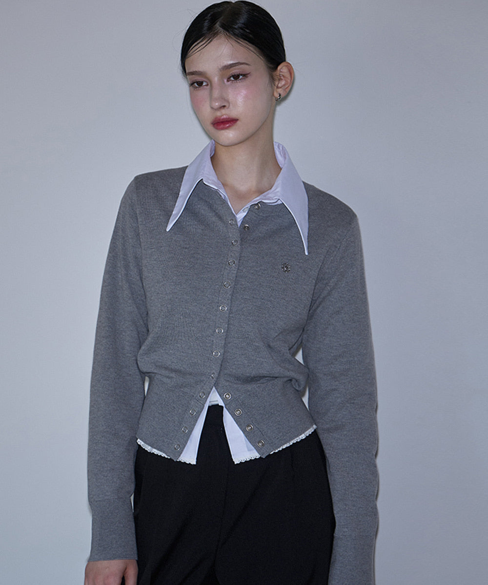 Eyelet Round Cardigan