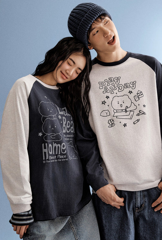 ( Mangled Bear x SPAO )  Long-sleeved T-shirt ( NAVY )
