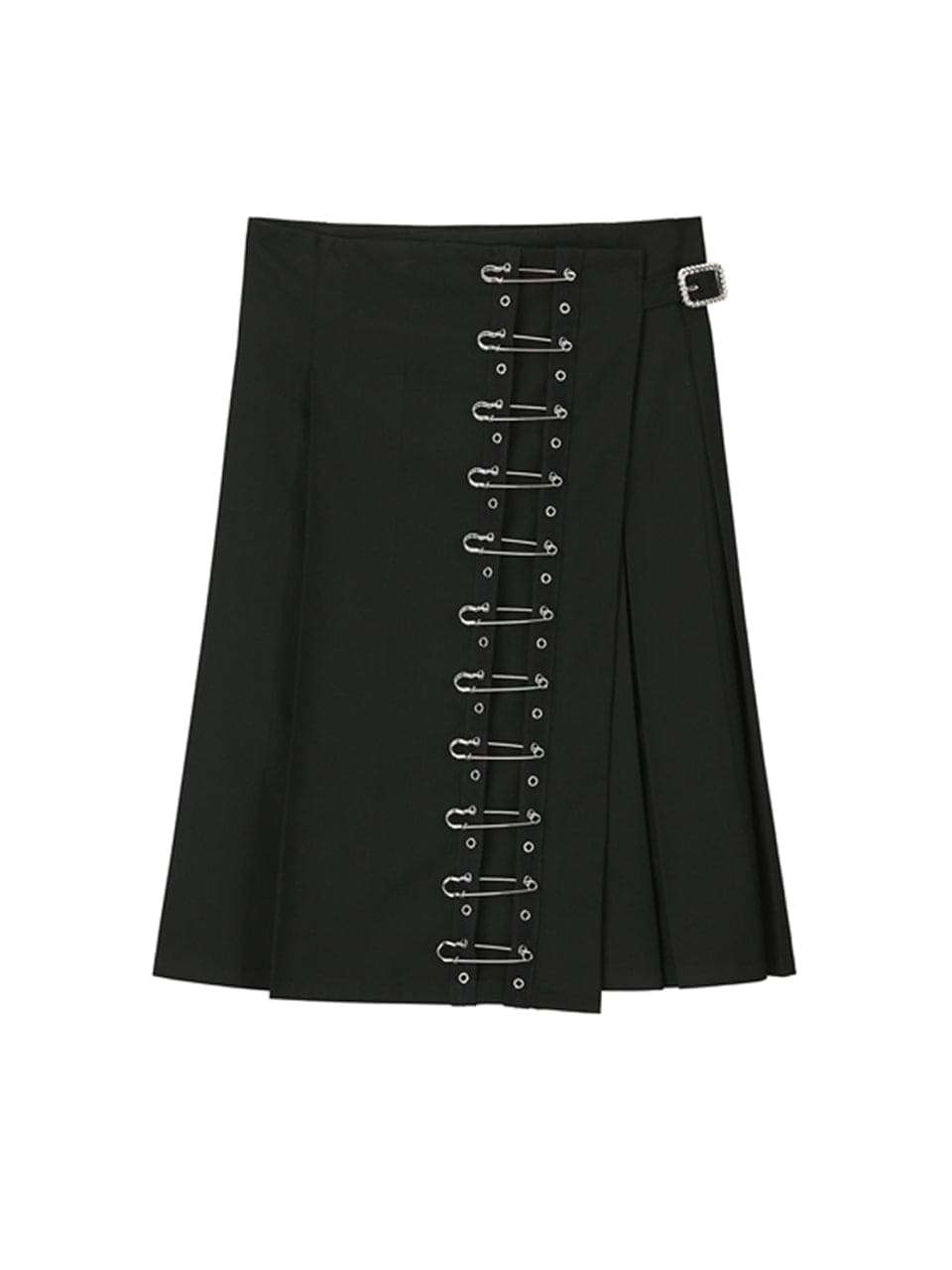 Safety Pin Midi Wrap Skirt - BLACK[ Worn By Giselle From Aespa]