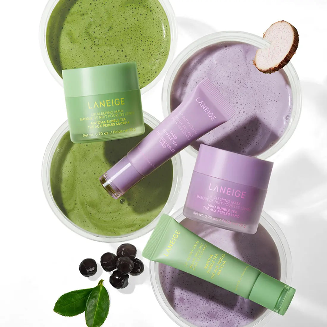 [Bubble Tea Collection/Duo] Lip Glow Balm + Lip Sleeping Mask (Matcha)