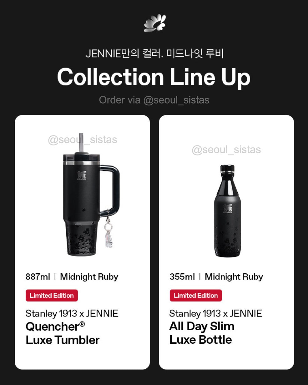 Stanley x Jennie Quencher Luxe Tumbler and All Day Slim Luxe Bottle