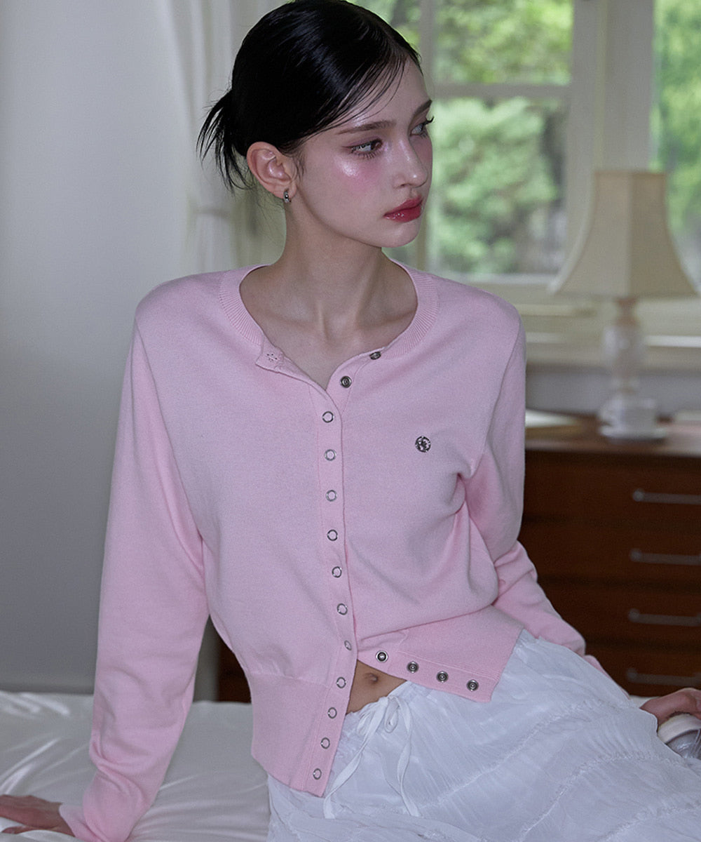 Eyelet Round Cardigan
