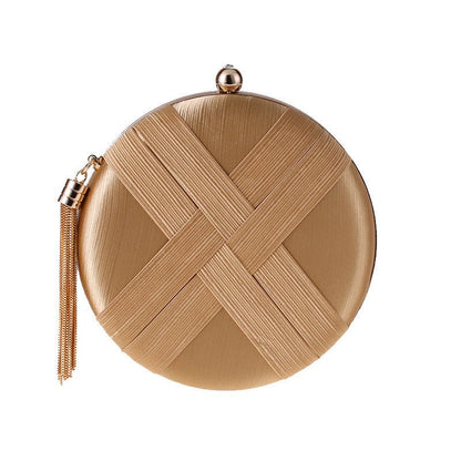 Round Evening Clutch Handbag with Braided Accent (MAC287)