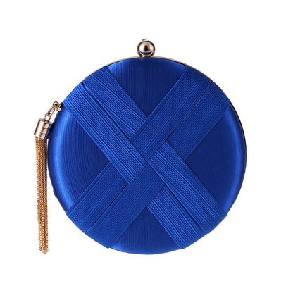 Round Evening Clutch Handbag with Braided Accent (MAC287)
