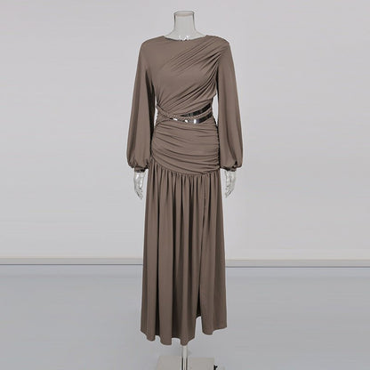 Ruched Dress with Braided Cutout Waist (MS345)
