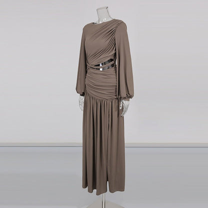 Ruched Dress with Braided Cutout Waist (MS345)