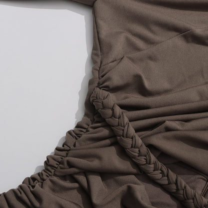 Ruched Dress with Braided Cutout Waist (MS345)