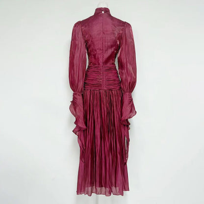 Ruched High Neck Evening Gown(MS221)