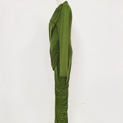 Ruched High Waist Bodycon Maxi Dress(MS355)