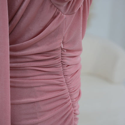 Ruched Maxi Dress with Cape(MS434)