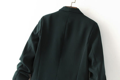 Ruched Sleeve Blazer | Three-Quarter Sleeve Longline Jacket (MS241)