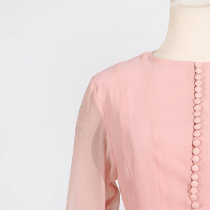 Ruffle Hem Dress with Sheer Sleeves(MS304)