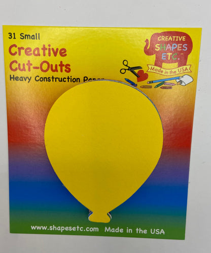 SHAPES ETC. Balloon Assorted Color Creative Cut-Outs- 3"