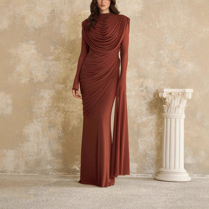 Sculptural Pleated Formal Dress(MS325)
