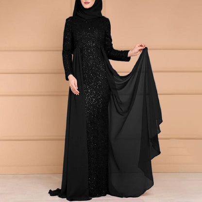 Sequin Gown Long Sleeve Fitted Maxi Dress(MS235)