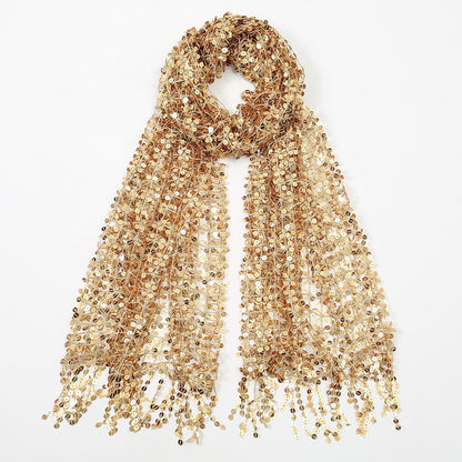 Sequin Mesh Shawl Hijab with Fringe(MH206)