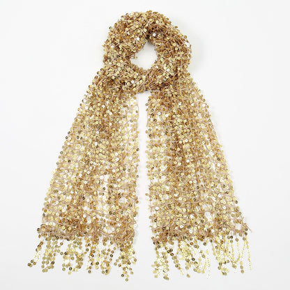 Sequin Mesh Shawl Hijab with Fringe(MH206)