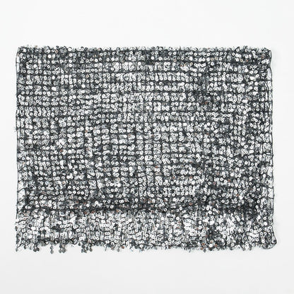 Sequin Mesh Shawl Hijab with Fringe(MH206)