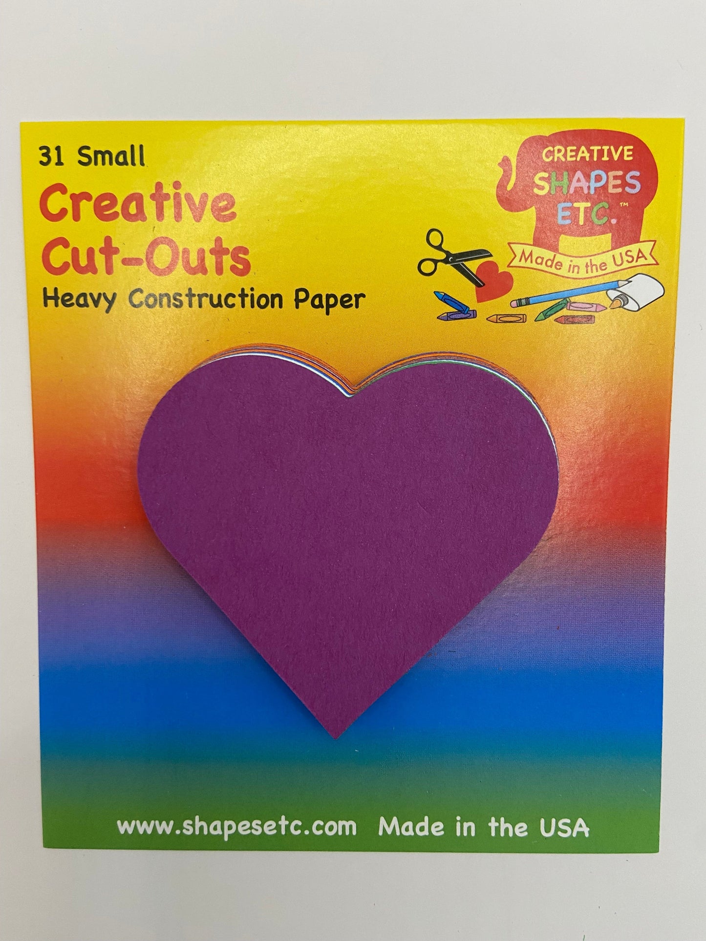 SHAPES ETC. Heart Assorted Color Creative Cut-Outs- 2.5"