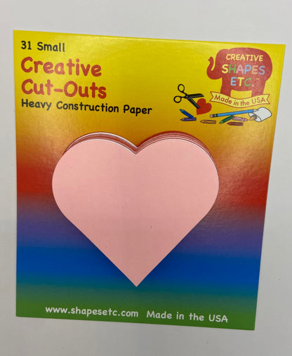 SHAPES ETC. Heart Small Tri-Color Creative Cut-Outs- 2.5”