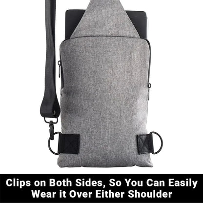 Shield Your Body SYB Sling Bag, a compact black backpack with adjustable strap, suitable for everyday carry and casual use.