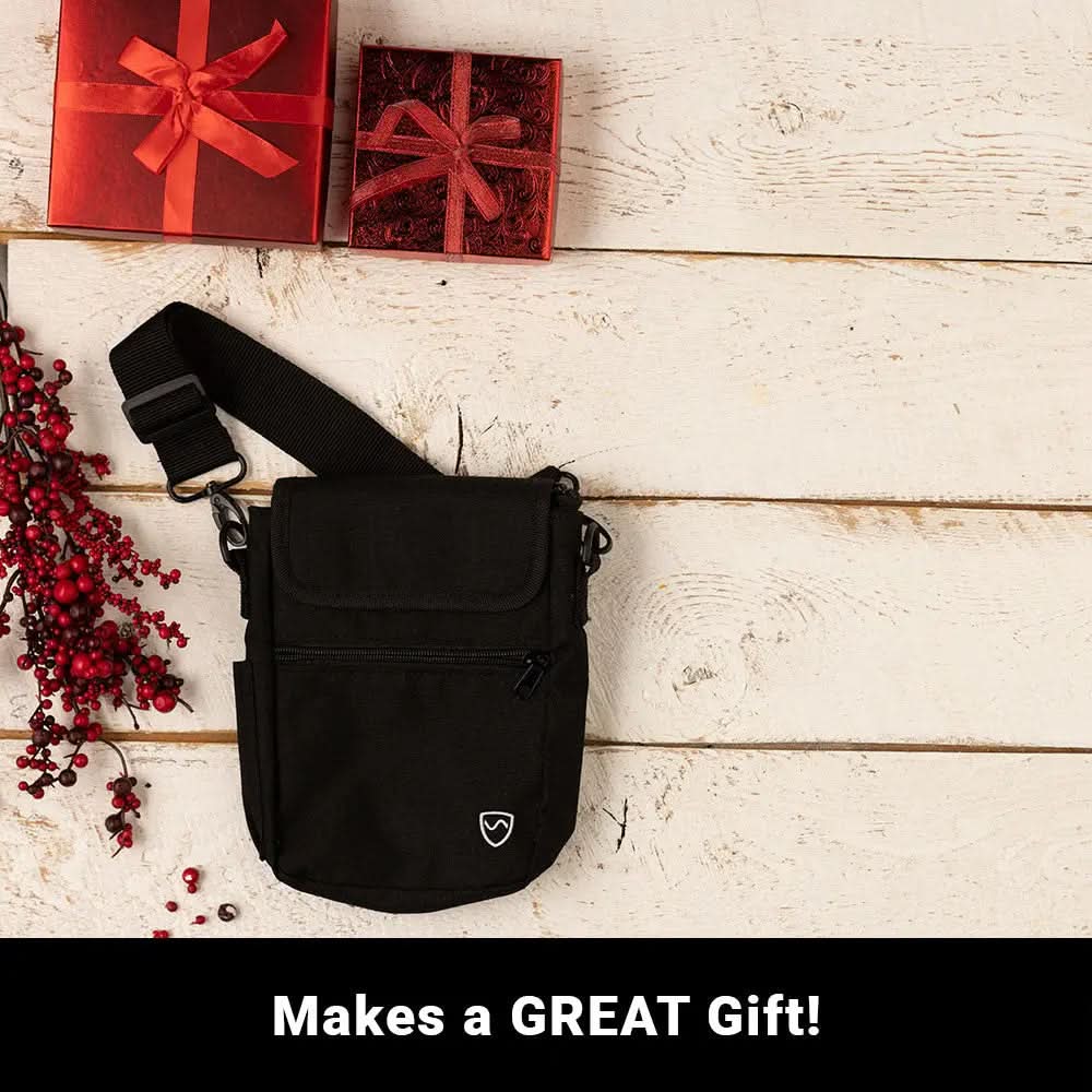 Shield Your Body SYB Phone Pouch Deluxe for mobile phones, black protective pouch with secure closure and sleek design.