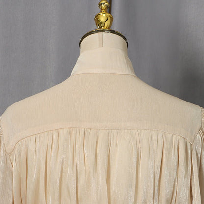 Shimmer Tiered Ruffle Dress with Pearl Buttons(MS322)