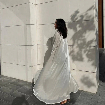 Shiny Satin Open Abaya | Shiny Abaya With Flying Sleeves (MOA141)