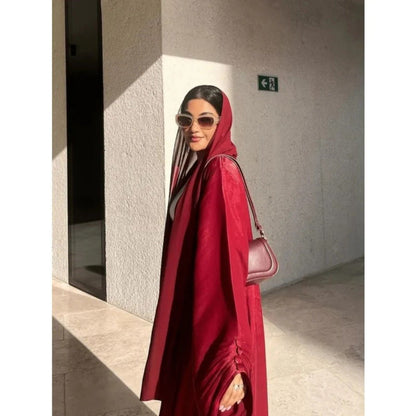 Shiny Satin Open Abaya | Shiny Abaya With Flying Sleeves (MOA141)