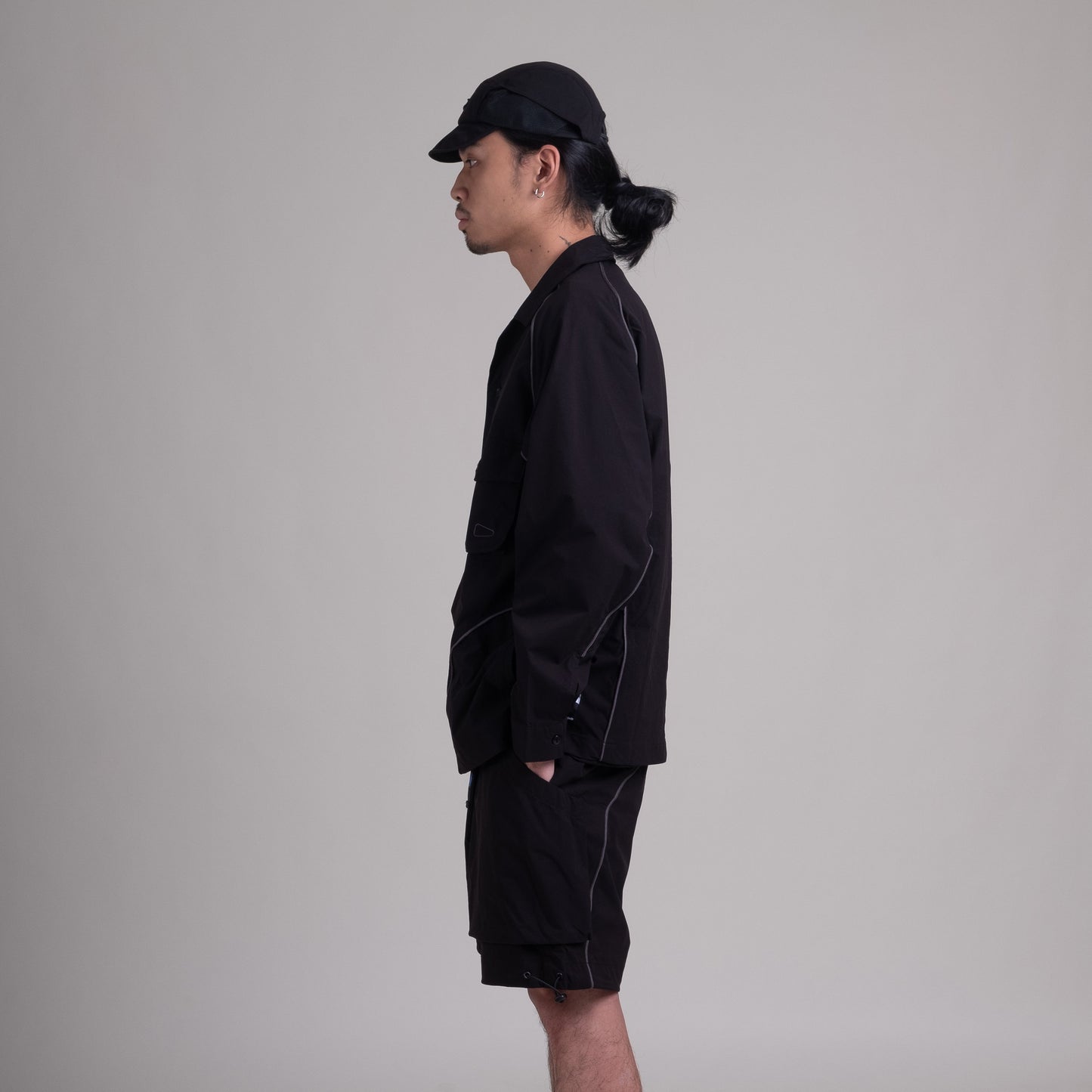 Black Teflon™ jacket from Shuren Projects OTJacket collection, showcasing durable fabric and sleek design.